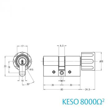 Knaufzylinder KESO 8000 Omega² Chrom-Nickel-Stahl mit Ziehschutz und Aufbohrschutz 81.E19