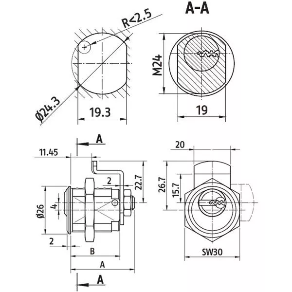 Hebelzylinder ABUS Bravus.2500 MX Magnet Pro Cap - für Briefkästen