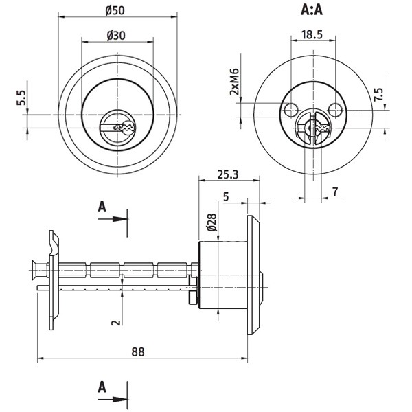 ABUS-Bravus-Aussenzylinder-B25L456-A_b.jpg Außenzylinder ABUS Bravus.2500 MX Magnet - für Türzusatzschlösser