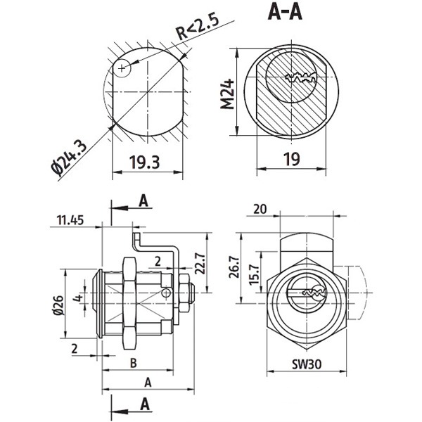 Hebelzylinder ABUS Bravus.2500 MX Magnet - für Briefkästen