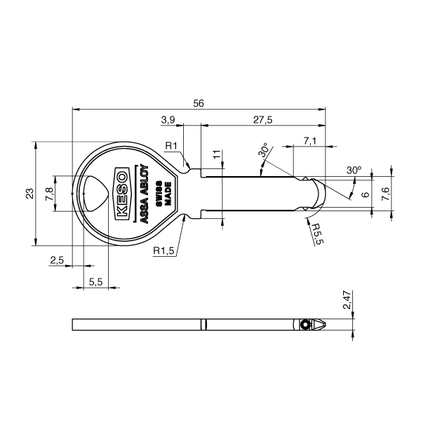 Vorhangschloss ASSA ABLOY KESO 8000 Omega² / Alle Varianten
